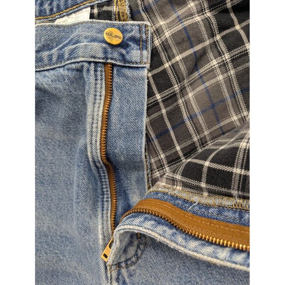Carhartt Jeans Mens 42x32 Blue Relaxed Fit Flannel Lined Workwear Darkstone B172 - Picture 15 of 16